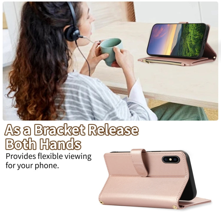 For iPhone XS Max Rhombic Zipper Wallet Leather Phone Case