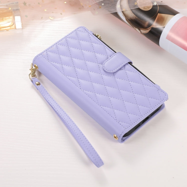 For iPhone 7 Plus / 8 Plus Rhombic Zipper Wallet Leather Phone Case