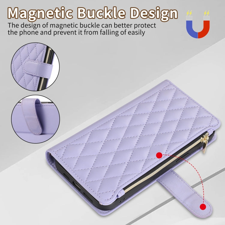 For iPhone 7 Plus / 8 Plus Rhombic Zipper Wallet Leather Phone Case