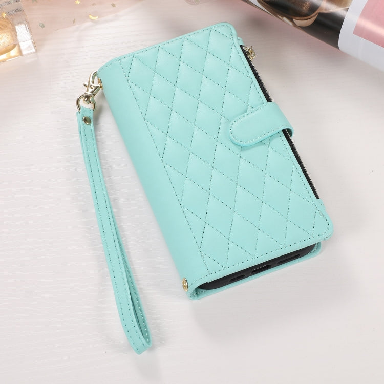 For iPhone 7 Plus / 8 Plus Rhombic Zipper Wallet Leather Phone Case