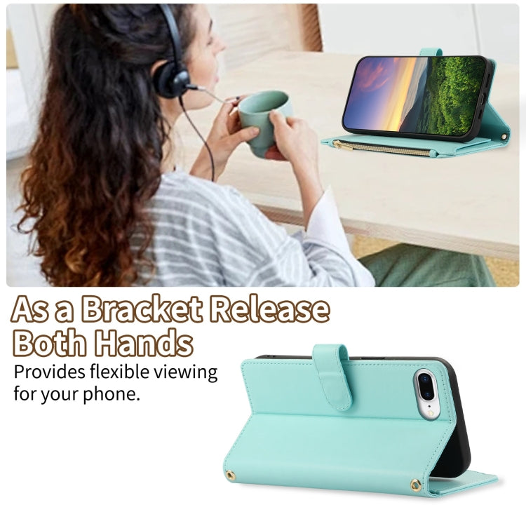 For iPhone 7 Plus / 8 Plus Rhombic Zipper Wallet Leather Phone Case
