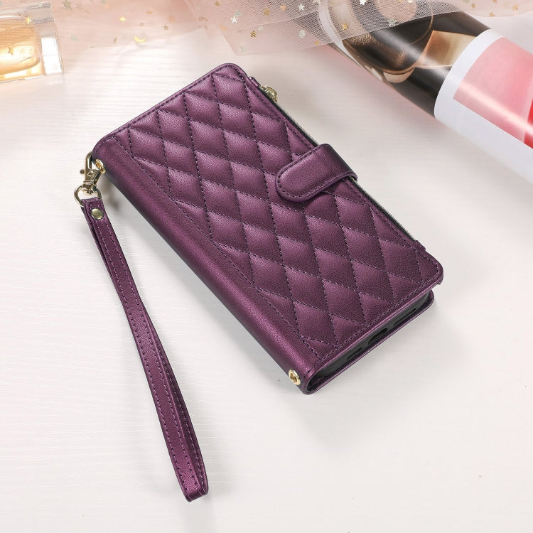 For iPhone 7 Plus / 8 Plus Rhombic Zipper Wallet Leather Phone Case