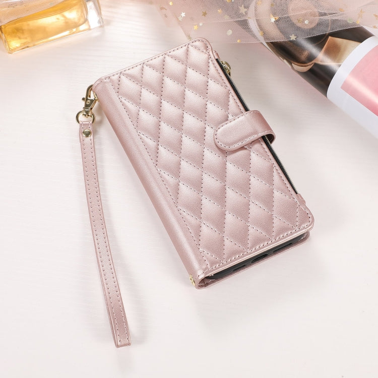 For iPhone 7 Plus / 8 Plus Rhombic Zipper Wallet Leather Phone Case