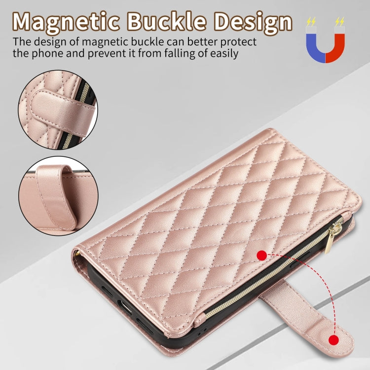 For iPhone 7 Plus / 8 Plus Rhombic Zipper Wallet Leather Phone Case