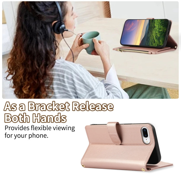 For iPhone 7 Plus / 8 Plus Rhombic Zipper Wallet Leather Phone Case
