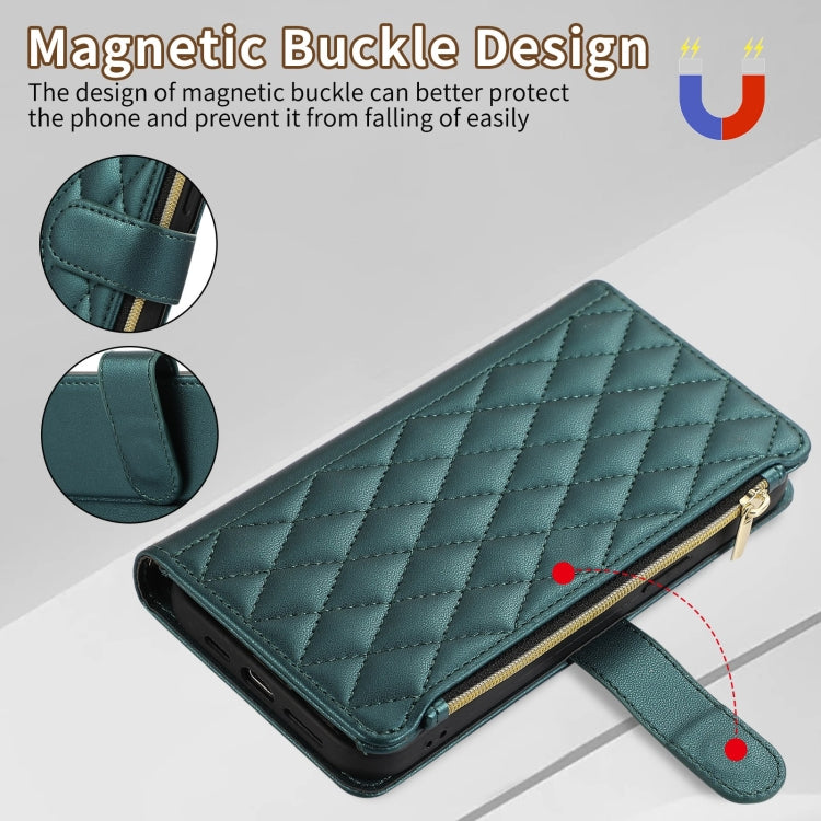 For iPhone 7 Plus / 8 Plus Rhombic Zipper Wallet Leather Phone Case