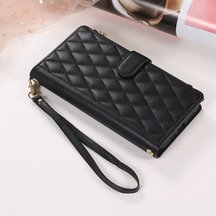 For iPhone 7 Plus / 8 Plus Rhombic Zipper Wallet Leather Phone Case