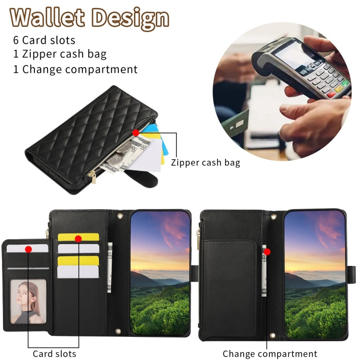 For iPhone 7 Plus / 8 Plus Rhombic Zipper Wallet Leather Phone Case
