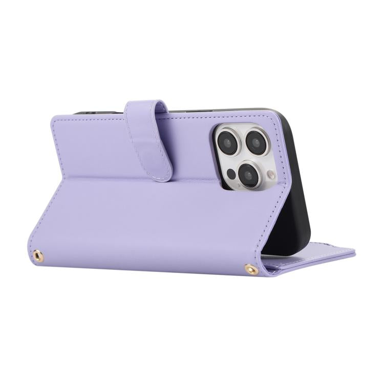 For iPhone 16 Pro Max Rhombic Zipper Wallet Leather Phone Case