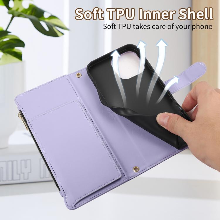 For iPhone 16 Pro Max Rhombic Zipper Wallet Leather Phone Case