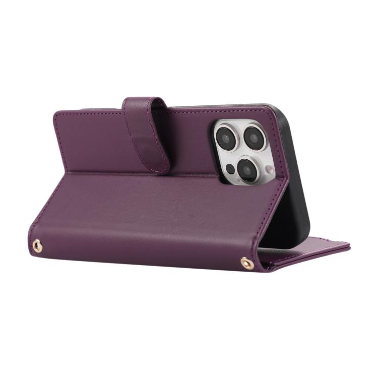 For iPhone 16 Pro Max Rhombic Zipper Wallet Leather Phone Case