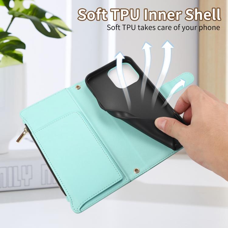For iPhone 16 Pro Rhombic Zipper Wallet Leather Phone Case
