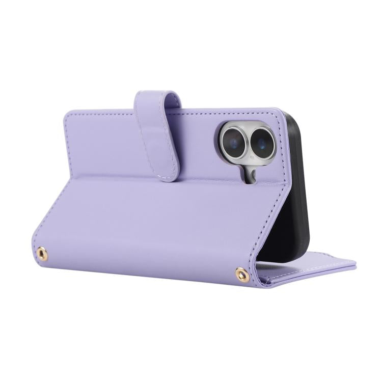 For iPhone 16 Plus Rhombic Zipper Wallet Leather Phone Case