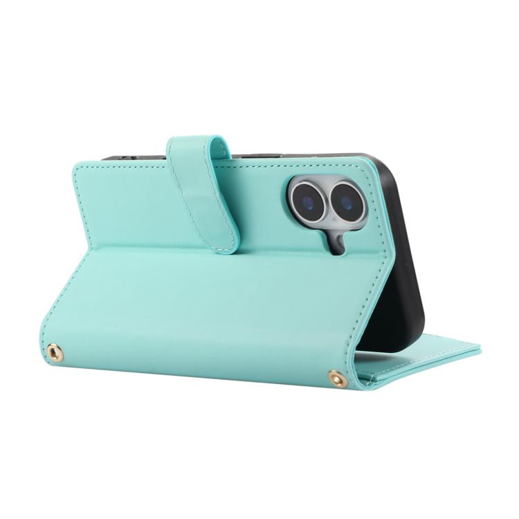 For iPhone 16 Plus Rhombic Zipper Wallet Leather Phone Case