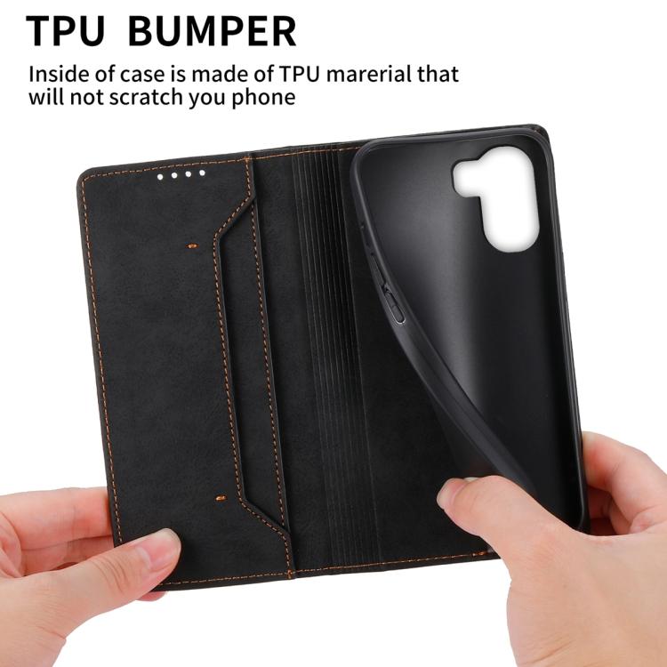 For OPPO A6x 5G / A6 5G Global Business Solid Color Magnetic RFID Leather Phone Case