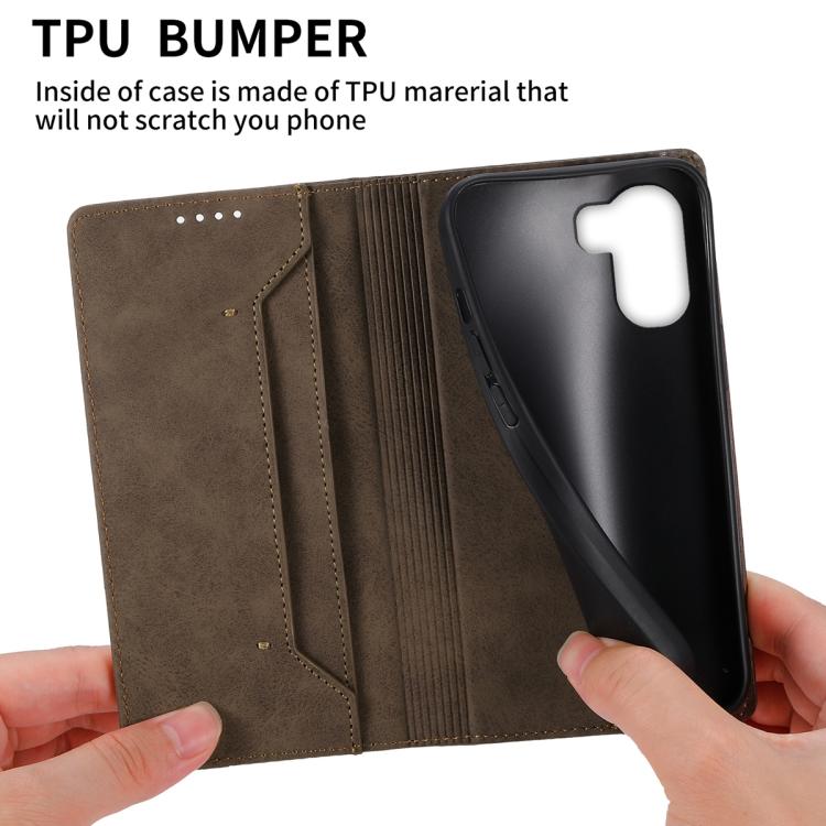 For OPPO A6x 5G / A6 5G Global Business Solid Color Magnetic RFID Leather Phone Case