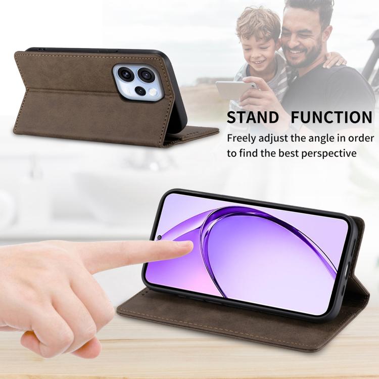 For OPPO Reno15 F 5G Business Solid Color Magnetic RFID Leather Phone Case