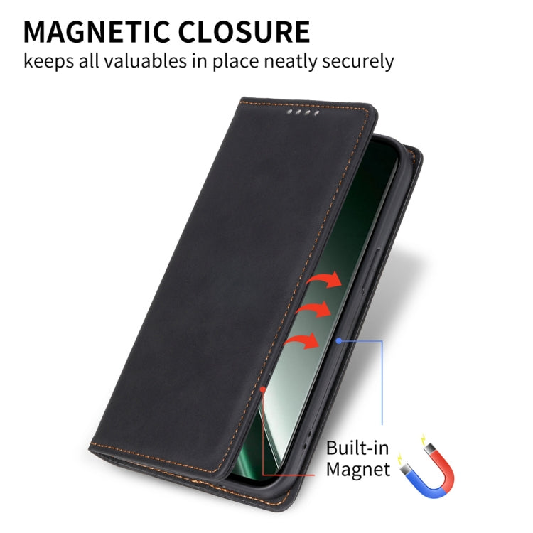 For Realme GT 6 Global Business Solid Color Magnetic RFID Leather Phone Case