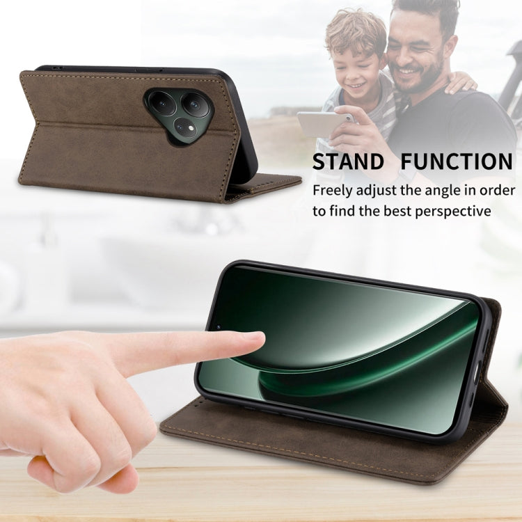 For Realme GT 6 Global Business Solid Color Magnetic RFID Leather Phone Case
