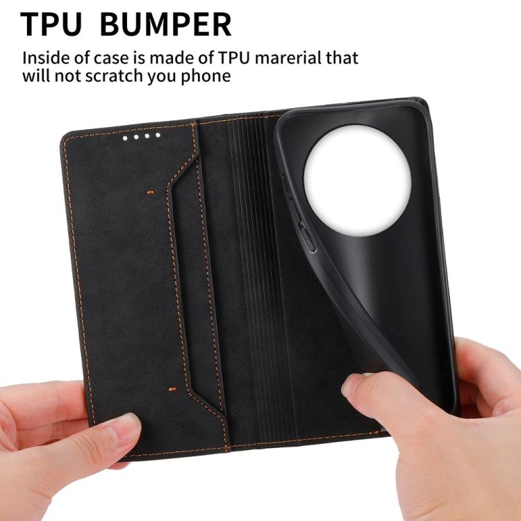 For Realme 13+ Business Solid Color Magnetic RFID Leather Phone Case