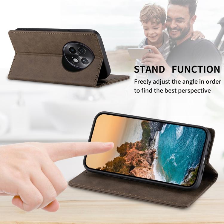 For Realme 13+ Business Solid Color Magnetic RFID Leather Phone Case