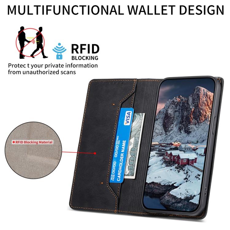 For Realme 14 Pro+ Business Solid Color Magnetic RFID Leather Phone Case