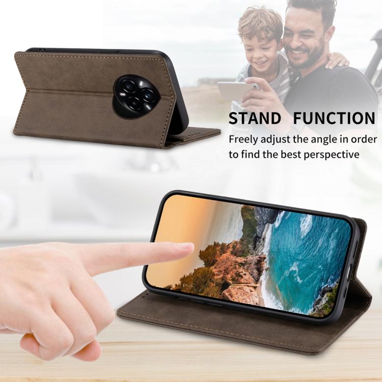 For Realme 14 Pro+ Business Solid Color Magnetic RFID Leather Phone Case