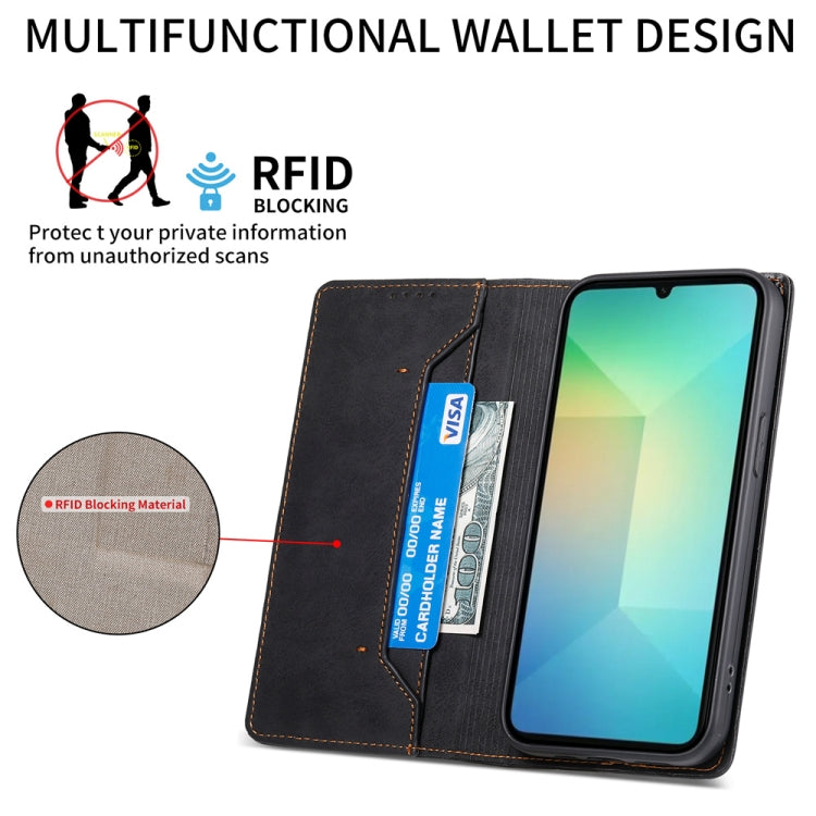 For Samsung Galaxy A06 4G / 5G / A07 4G Business Solid Color Magnetic RFID Leather Phone Case