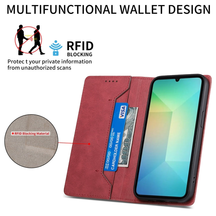 For Samsung Galaxy A06 4G / 5G / A07 4G Business Solid Color Magnetic RFID Leather Phone Case