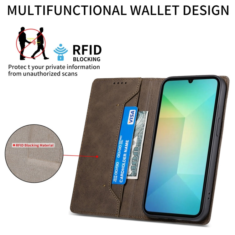For Samsung Galaxy A06 4G / 5G / A07 4G Business Solid Color Magnetic RFID Leather Phone Case