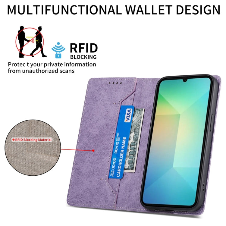 For Samsung Galaxy A06 4G / 5G / A07 4G Business Solid Color Magnetic RFID Leather Phone Case