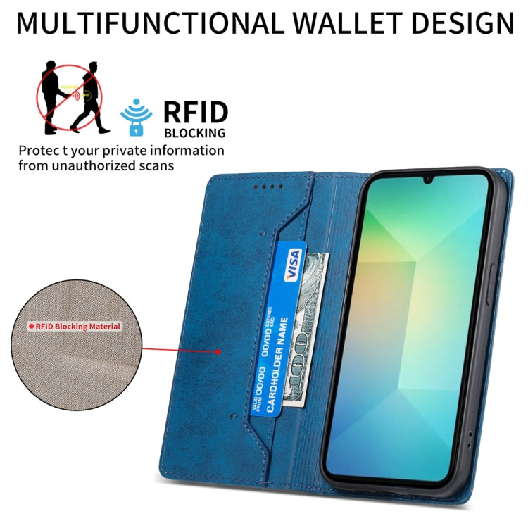 For Samsung Galaxy A06 4G / 5G / A07 4G Business Solid Color Magnetic RFID Leather Phone Case