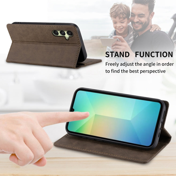 For Samsung Galaxy A26 5G / A16 / A17 4G Business Solid Color Magnetic RFID Leather Phone Case