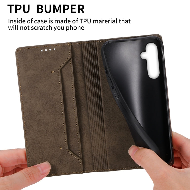 For Samsung Galaxy A26 5G / A16 / A17 4G Business Solid Color Magnetic RFID Leather Phone Case