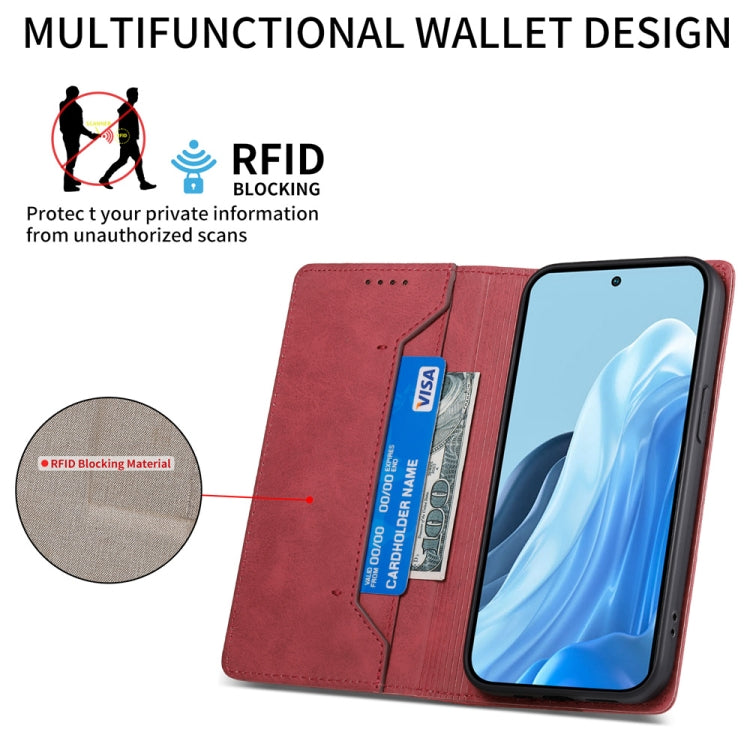 For Samsung Galaxy M35 Business Solid Color Magnetic RFID Leather Phone Case