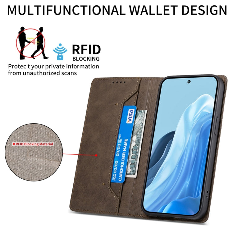 For Samsung Galaxy M35 Business Solid Color Magnetic RFID Leather Phone Case
