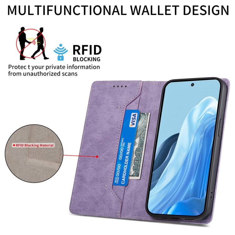 For Samsung Galaxy M35 Business Solid Color Magnetic RFID Leather Phone Case