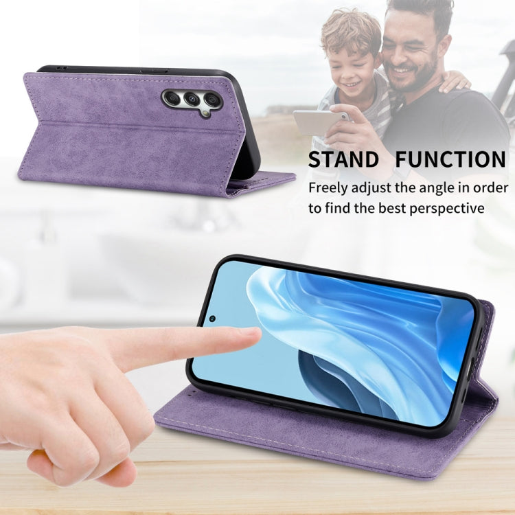 For Samsung Galaxy M35 Business Solid Color Magnetic RFID Leather Phone Case