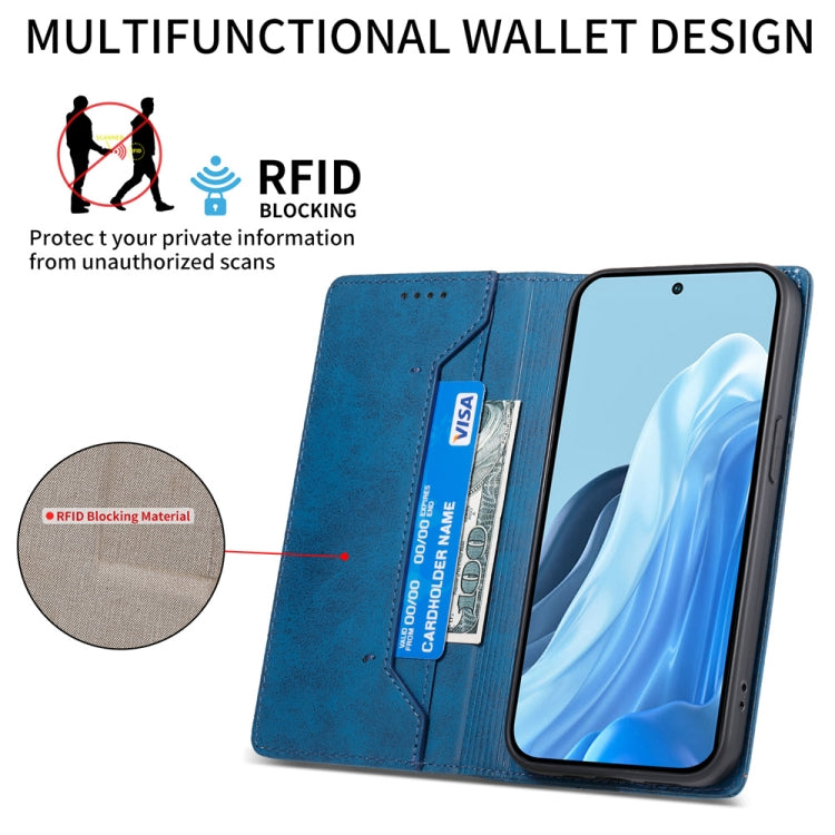For Samsung Galaxy M35 Business Solid Color Magnetic RFID Leather Phone Case