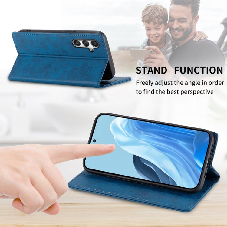 For Samsung Galaxy M35 Business Solid Color Magnetic RFID Leather Phone Case