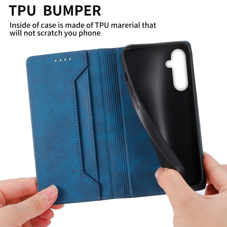 For Samsung Galaxy M35 Business Solid Color Magnetic RFID Leather Phone Case