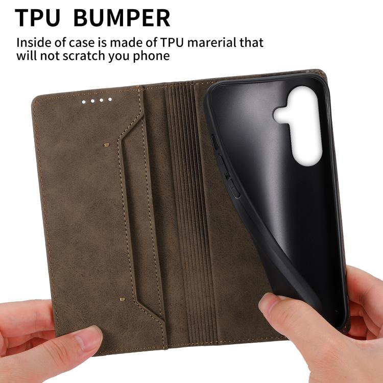 For Galaxy A27 5G Business Solid Color Magnetic RFID Leather Phone Case