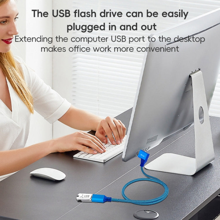 USB 3.0 Female To USB 3.0 Male Side Elbow Extension Cable for USB Disk Mouse / Keyboard / Printer, Length:1m