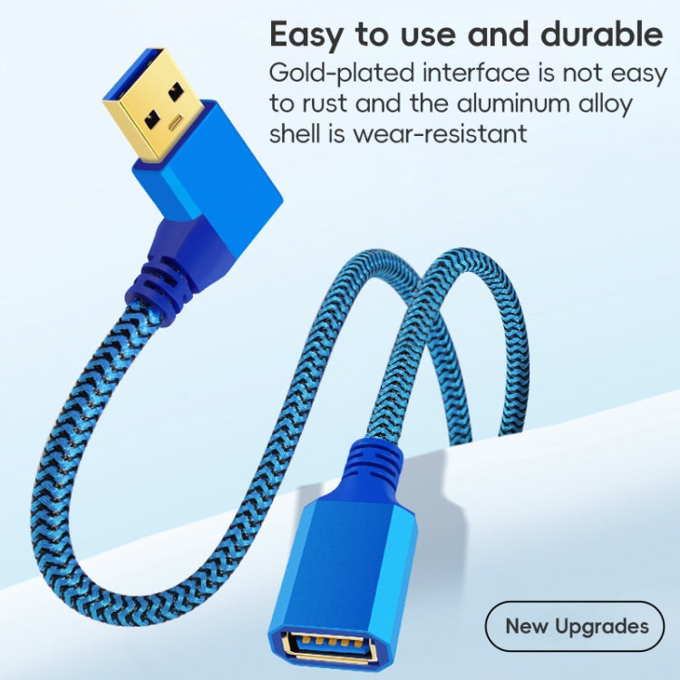USB 3.0 Female To USB 3.0 Male Side Elbow Extension Cable for USB Disk Mouse / Keyboard / Printer, Length:1m