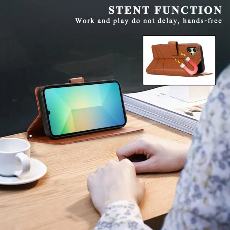 For Samsung Galaxy A06 4G / 5G / A07 4G PU Genuine Leather Texture Embossed Line Phone Case