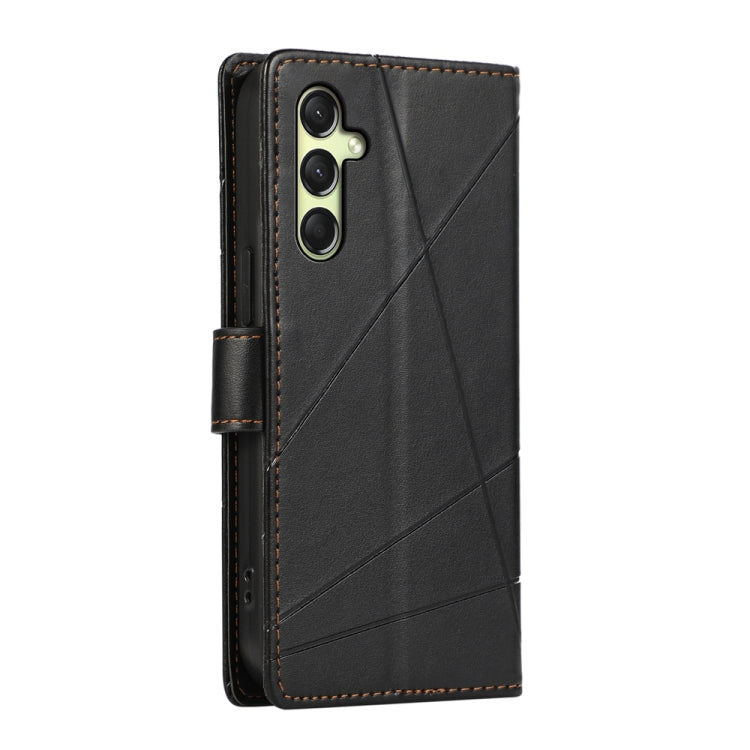 For Samsung Galaxy A26 5G / A16 / A17 4G PU Genuine Leather Texture Embossed Line Phone Case