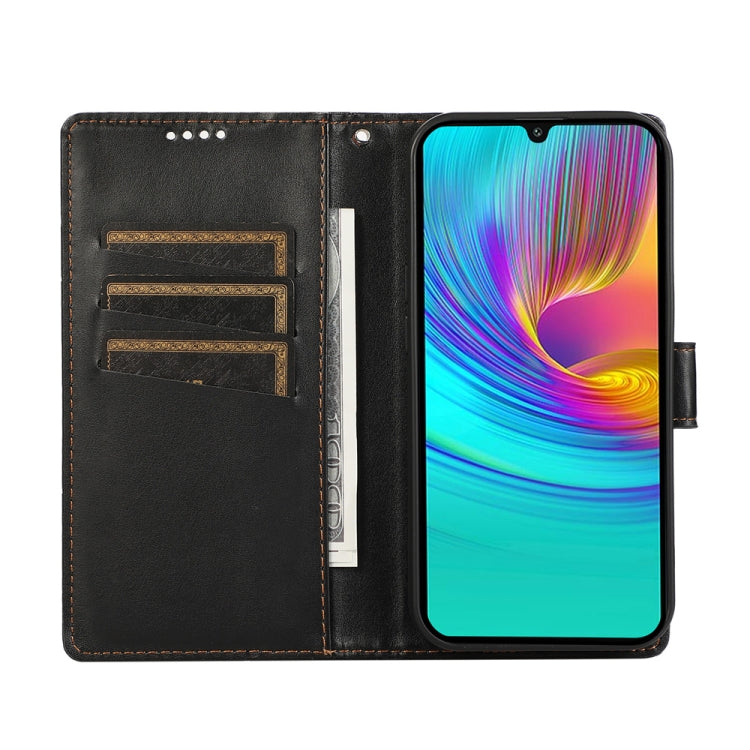 For Samsung Galaxy A26 5G / A16 / A17 4G PU Genuine Leather Texture Embossed Line Phone Case