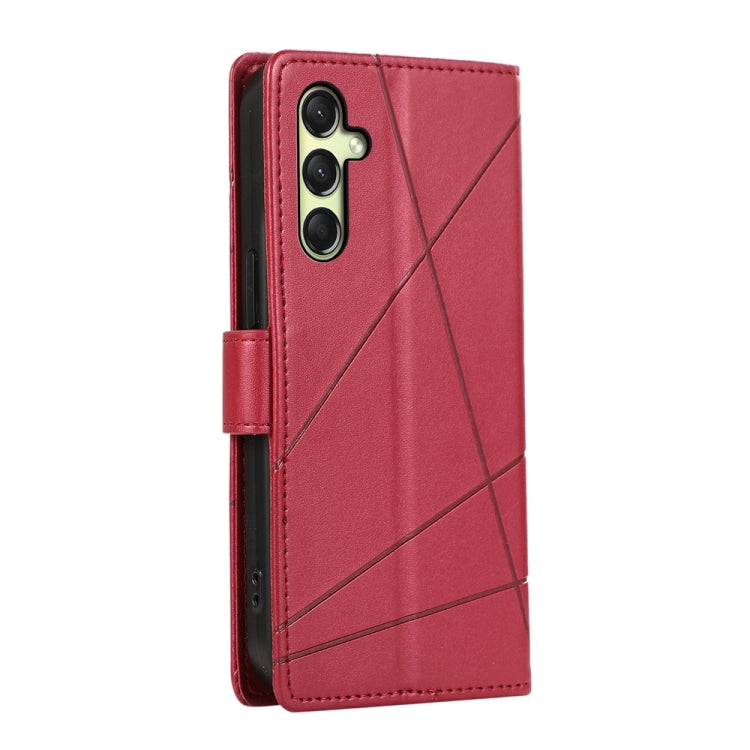 For Samsung Galaxy A26 5G / A16 / A17 4G PU Genuine Leather Texture Embossed Line Phone Case