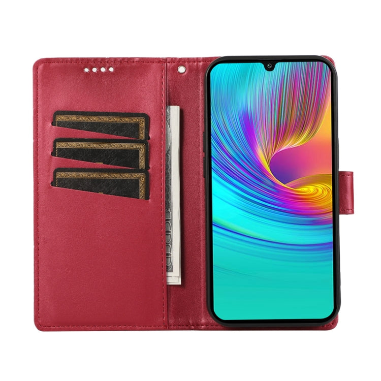 For Samsung Galaxy A26 5G / A16 / A17 4G PU Genuine Leather Texture Embossed Line Phone Case