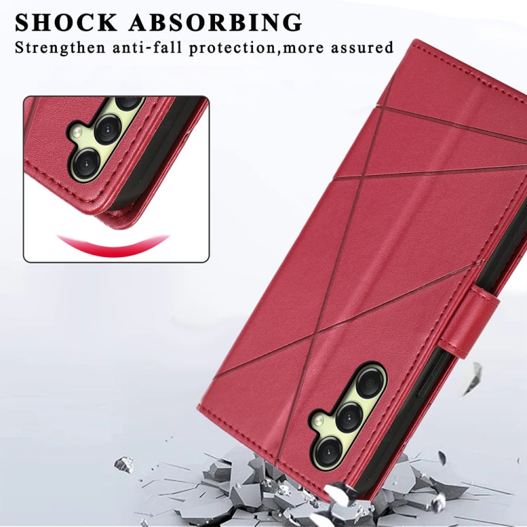 For Samsung Galaxy A26 5G / A16 / A17 4G PU Genuine Leather Texture Embossed Line Phone Case